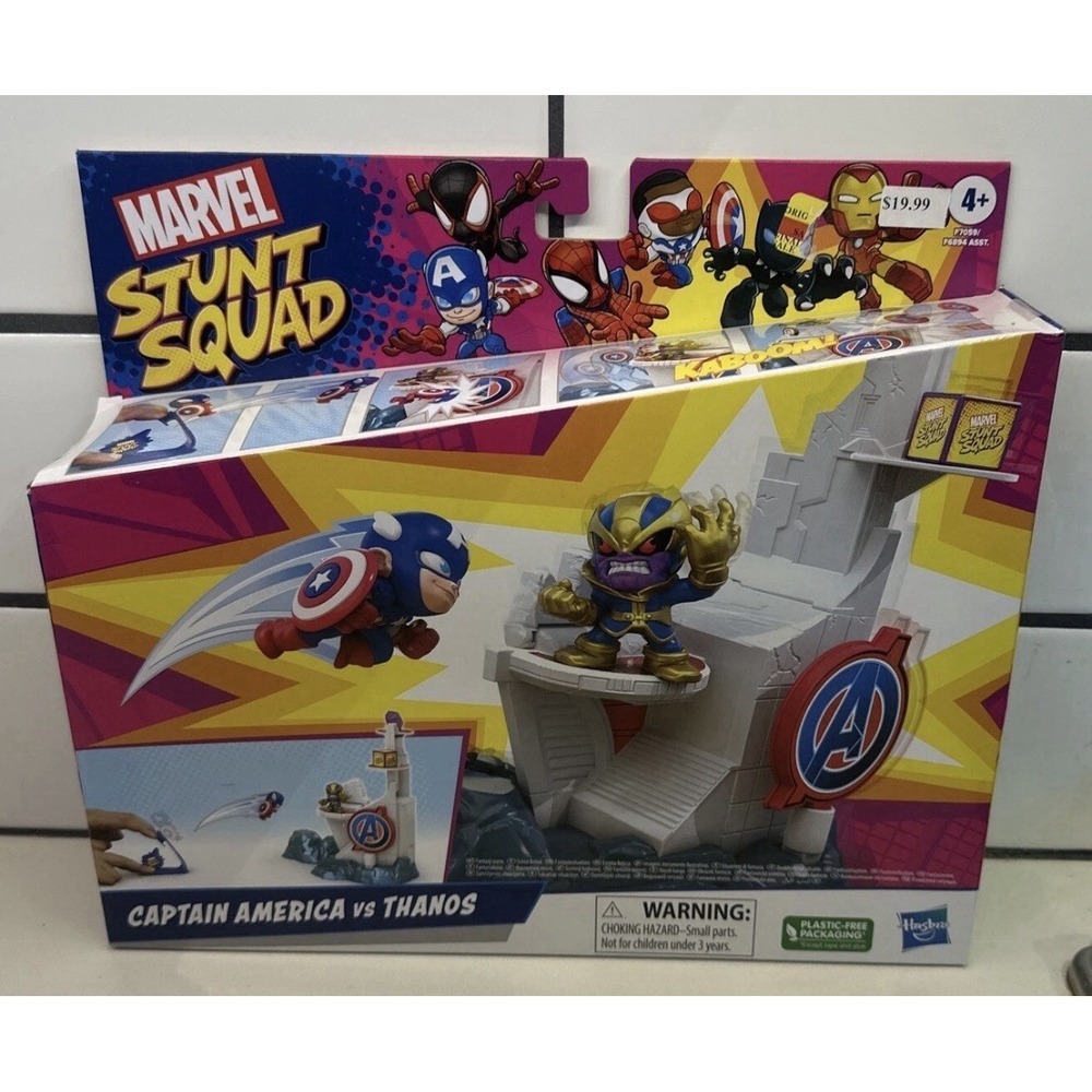 NEW!!! MARVEL STUNT SQUAD CAPTAIN AMERICA VS THANOS‎ TOWER SMASH PLAYSET